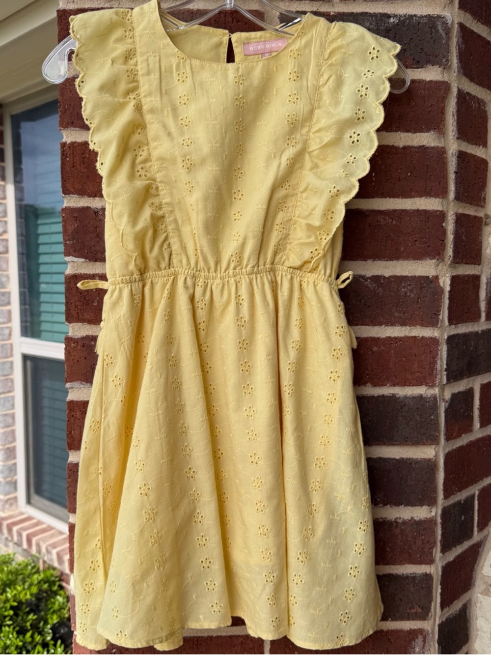 BCBGirls Pale Yellow Eyelet Ruffle Dress